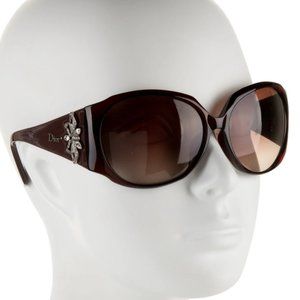 Burgundy Christian Dior Frou FrouF Oversized Sunglasses with Crystals